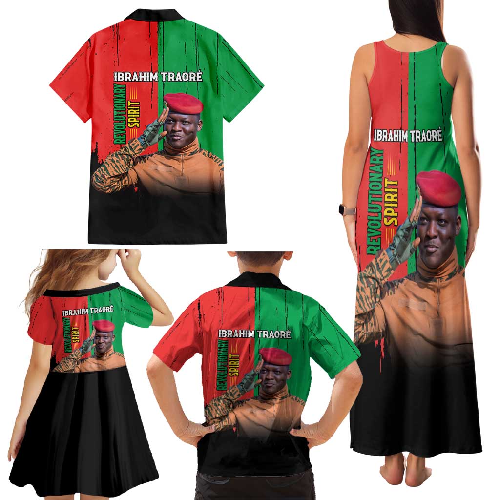 Ibrahim Traore Family Matching Tank Maxi Dress and Hawaiian Shirt Faso Rises Our Soil Our Rules