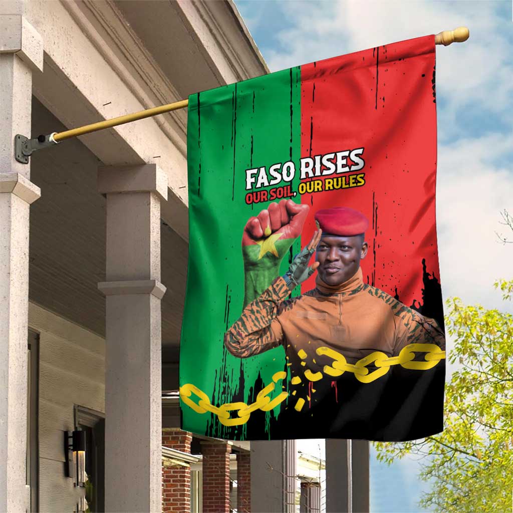 Ibrahim Traore Garden Flag Faso Rises Our Soil Our Rules