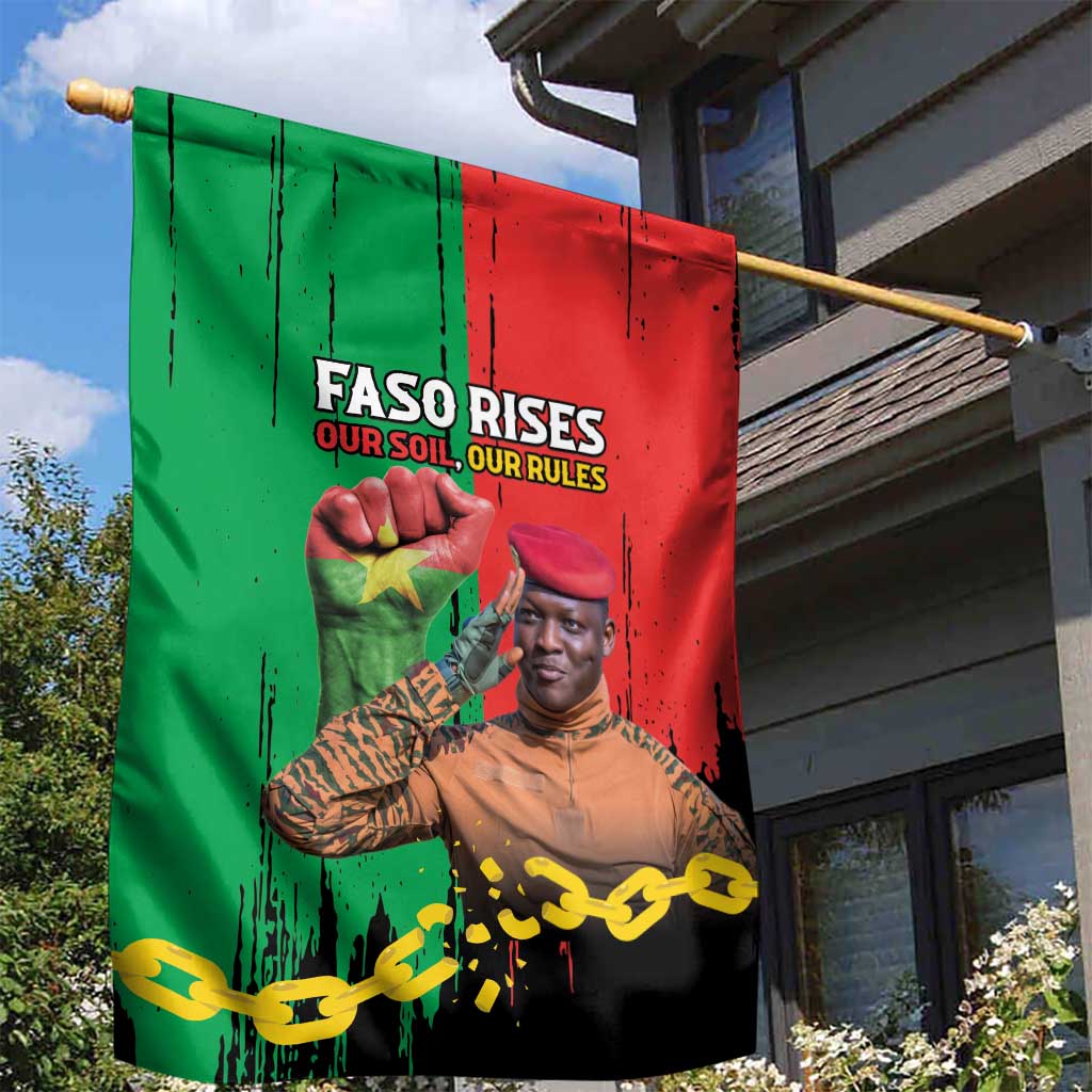 Ibrahim Traore Garden Flag Faso Rises Our Soil Our Rules