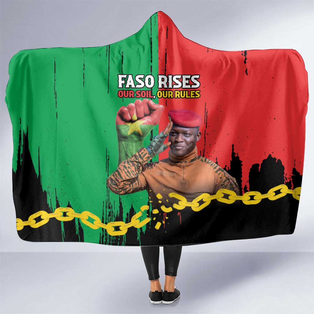 Ibrahim Traore Hooded Blanket Faso Rises Our Soil Our Rules