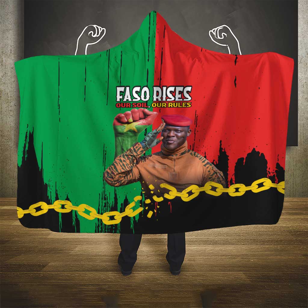 Ibrahim Traore Hooded Blanket Faso Rises Our Soil Our Rules