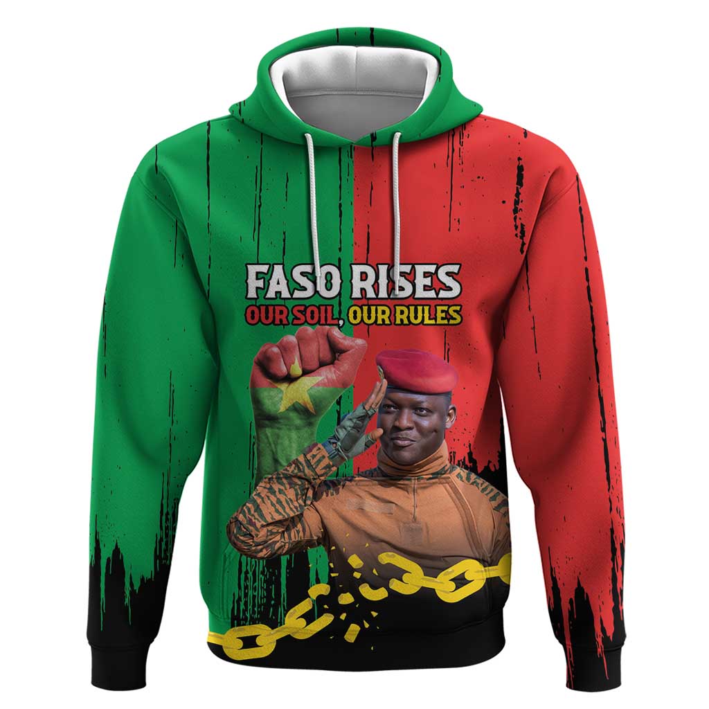 Ibrahim Traore Hoodie Faso Rises Our Soil Our Rules