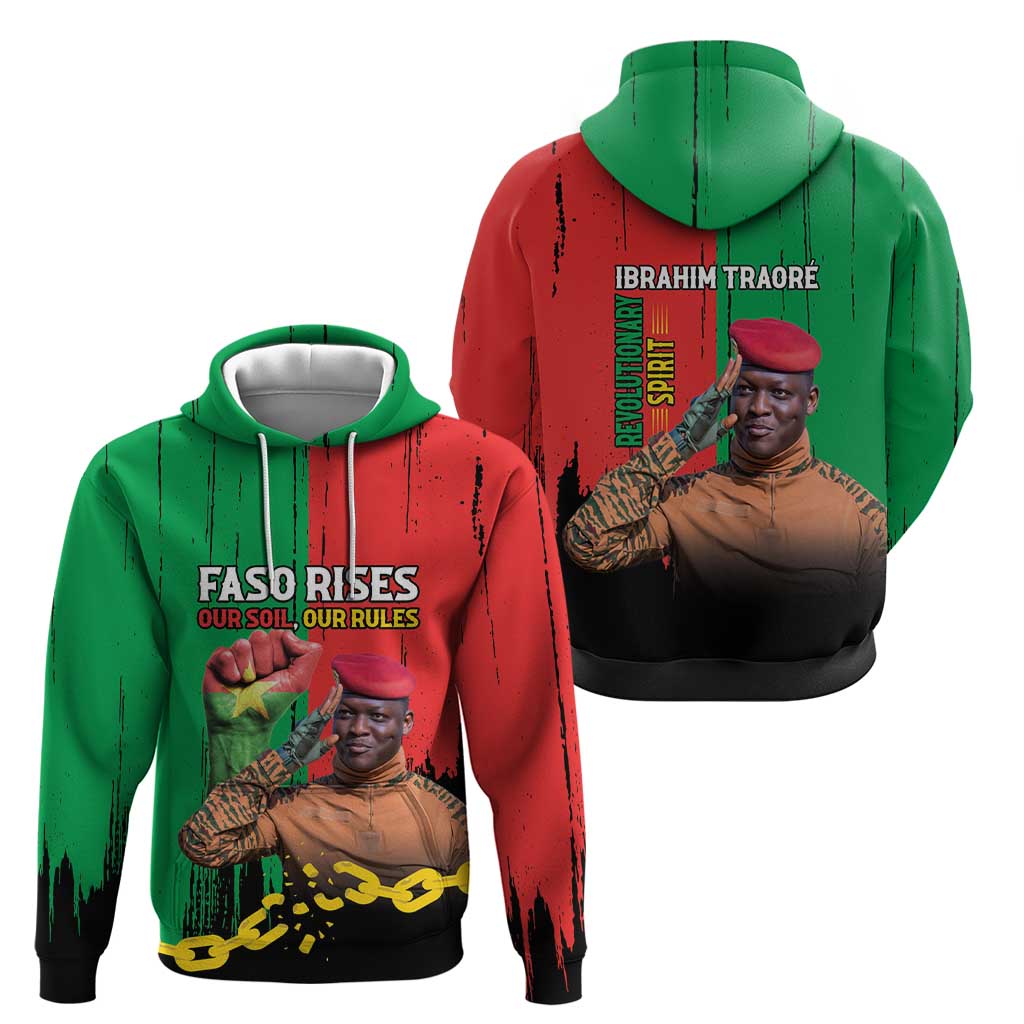 Ibrahim Traore Hoodie Faso Rises Our Soil Our Rules