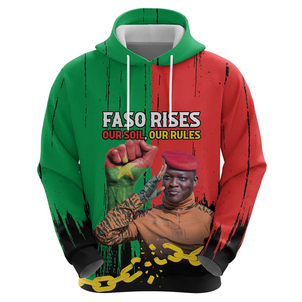 Ibrahim Traore Hoodie Faso Rises Our Soil Our Rules