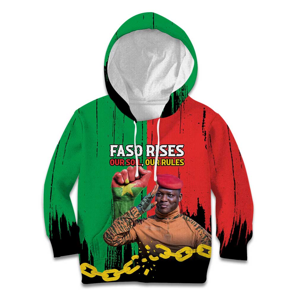 Ibrahim Traore Kid Hoodie Faso Rises Our Soil Our Rules