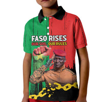 Ibrahim Traore Kid Polo Shirt Faso Rises Our Soil Our Rules