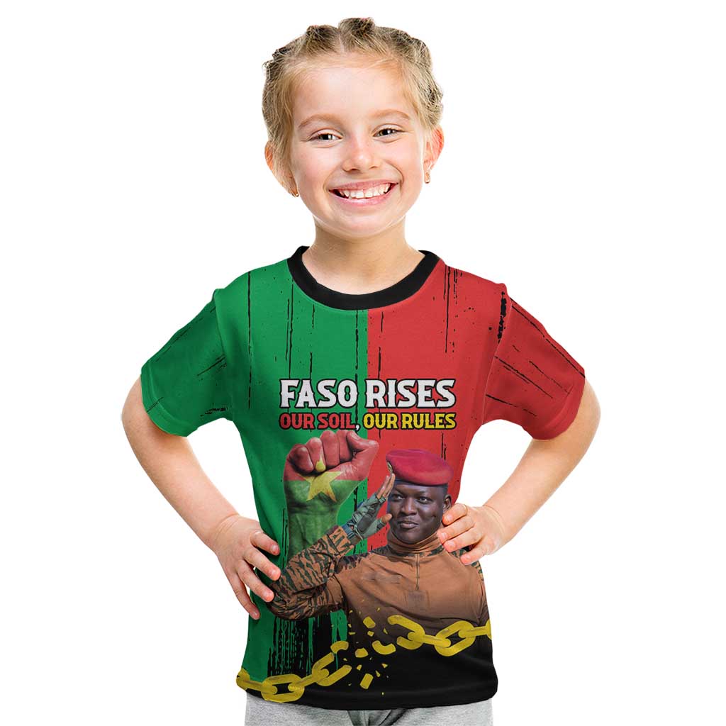 Ibrahim Traore Kid T Shirt Faso Rises Our Soil Our Rules