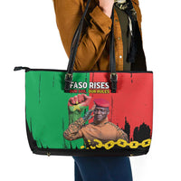 Ibrahim Traore Leather Tote Bag Faso Rises Our Soil Our Rules