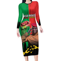 Ibrahim Traore Long Sleeve Bodycon Dress Faso Rises Our Soil Our Rules