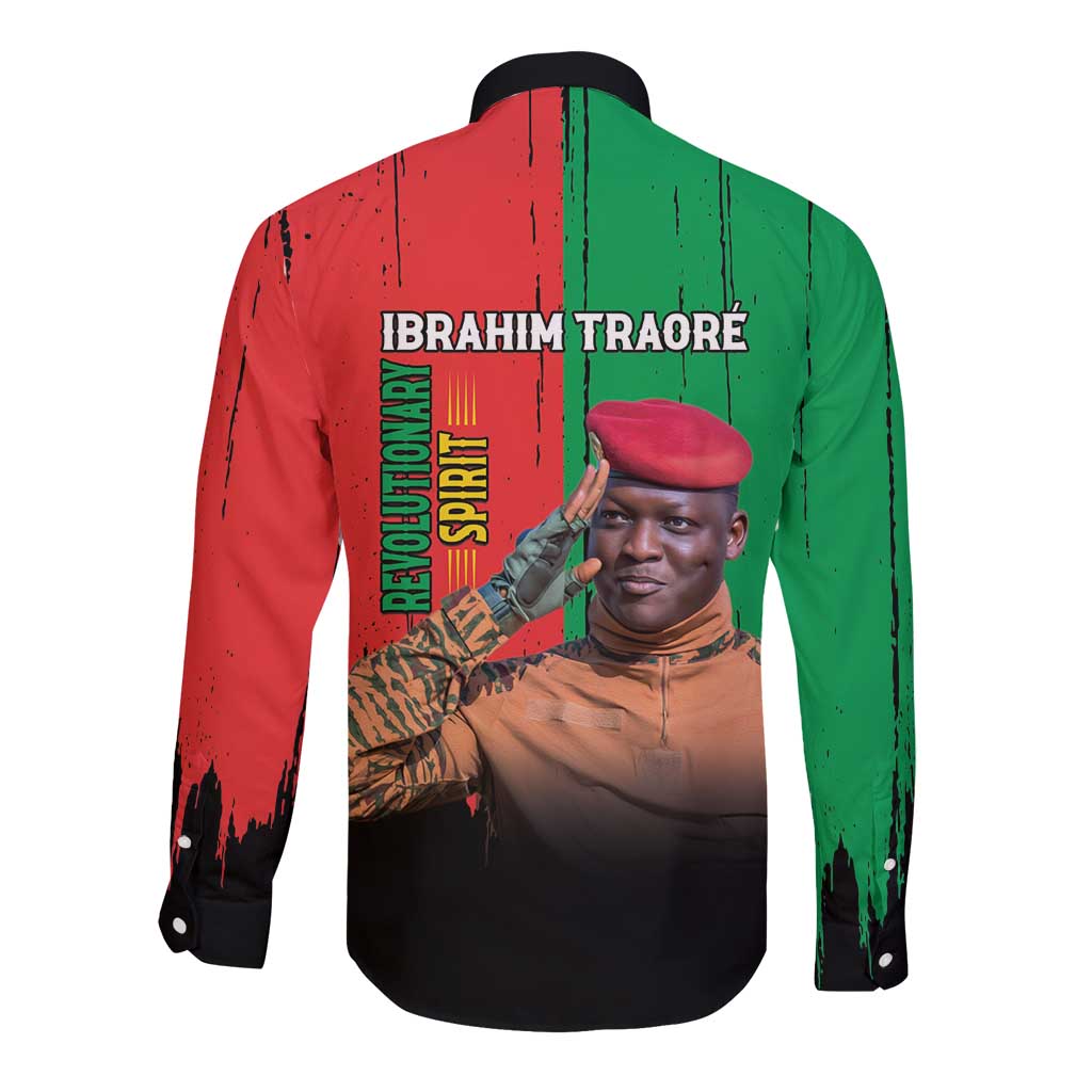 Ibrahim Traore Long Sleeve Button Shirt Faso Rises Our Soil Our Rules