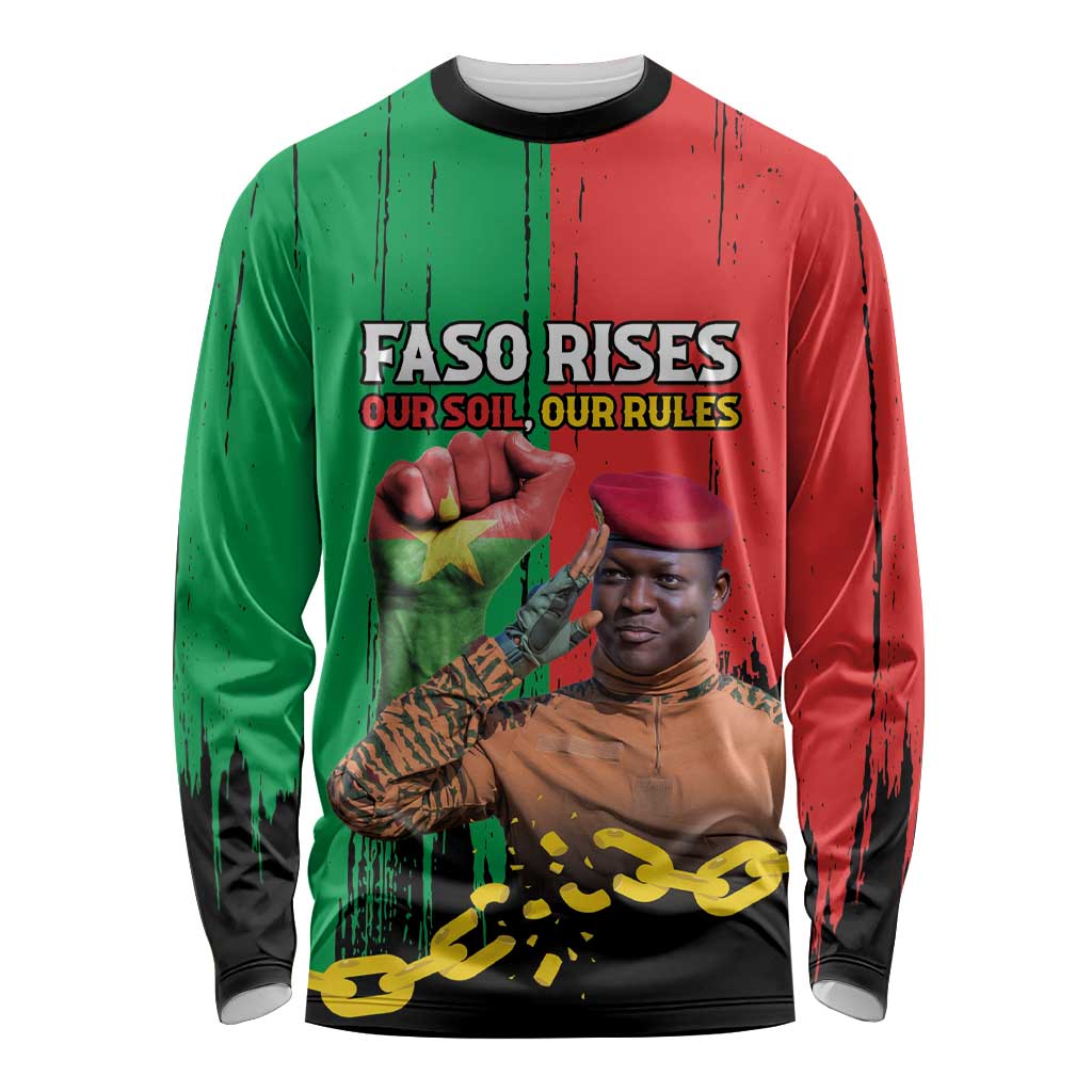 Ibrahim Traore Long Sleeve Shirt Faso Rises Our Soil Our Rules