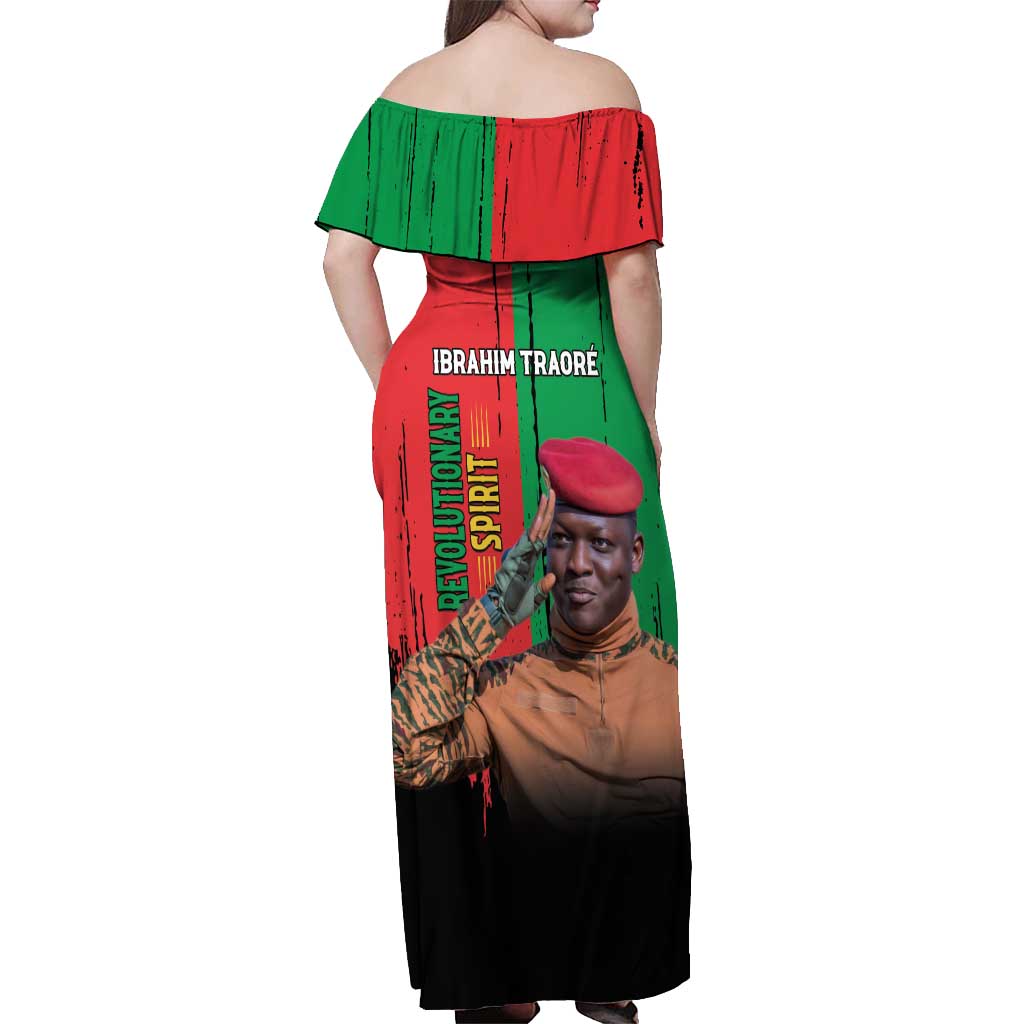Ibrahim Traore Off Shoulder Maxi Dress Faso Rises Our Soil Our Rules