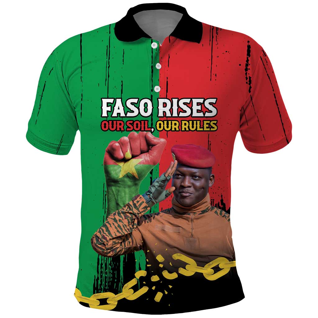 Ibrahim Traore Polo Shirt Faso Rises Our Soil Our Rules