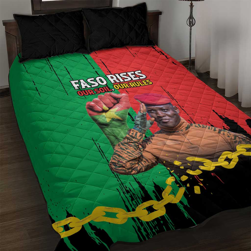 Ibrahim Traore Quilt Bed Set Faso Rises Our Soil Our Rules
