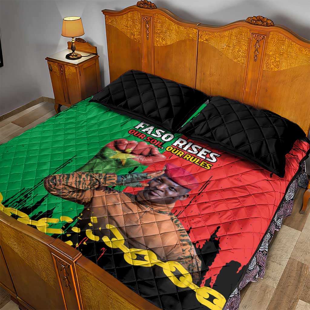 Ibrahim Traore Quilt Bed Set Faso Rises Our Soil Our Rules