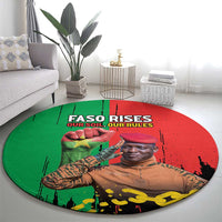 Ibrahim Traore Round Carpet Faso Rises Our Soil Our Rules