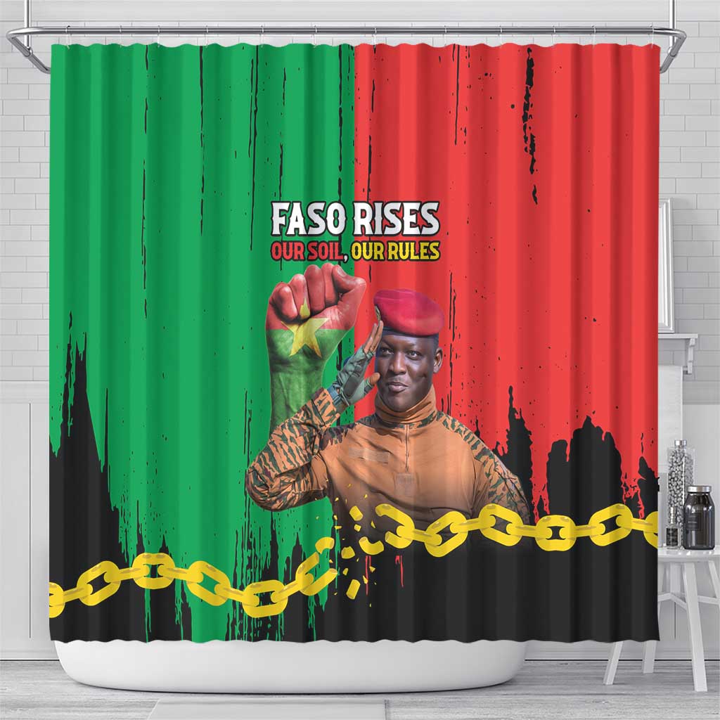 Ibrahim Traore Shower Curtain Faso Rises Our Soil Our Rules
