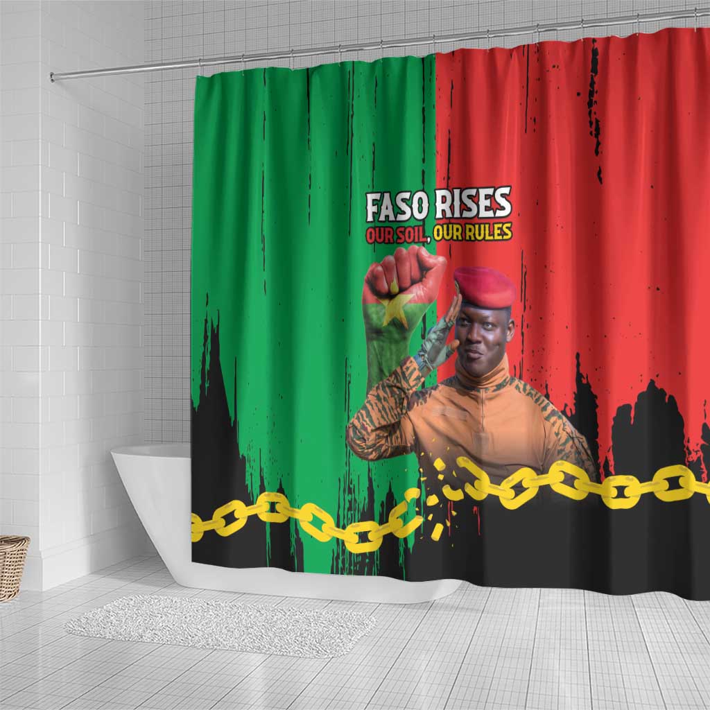 Ibrahim Traore Shower Curtain Faso Rises Our Soil Our Rules