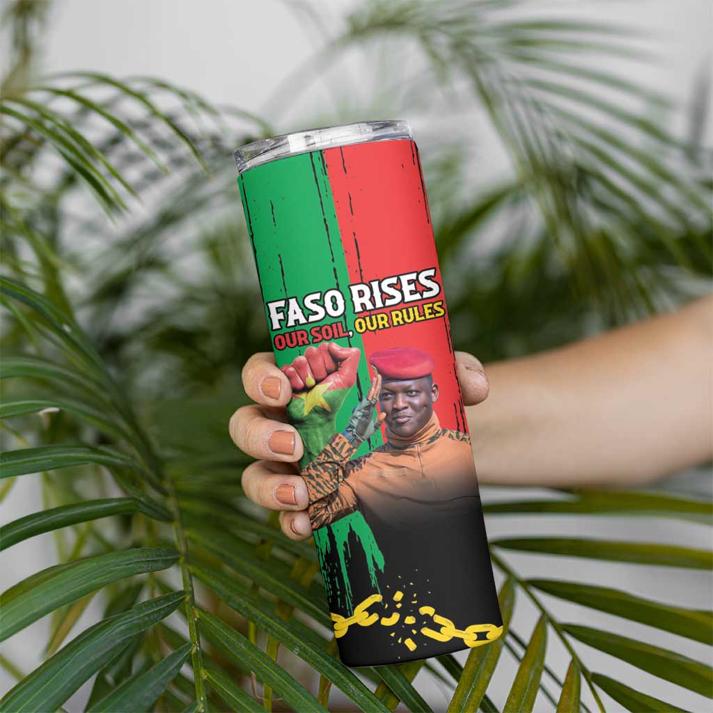 Ibrahim Traore Skinny Tumbler Faso Rises Our Soil Our Rules