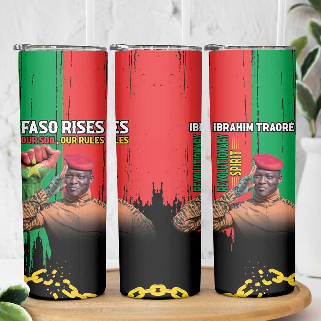 Ibrahim Traore Skinny Tumbler Faso Rises Our Soil Our Rules