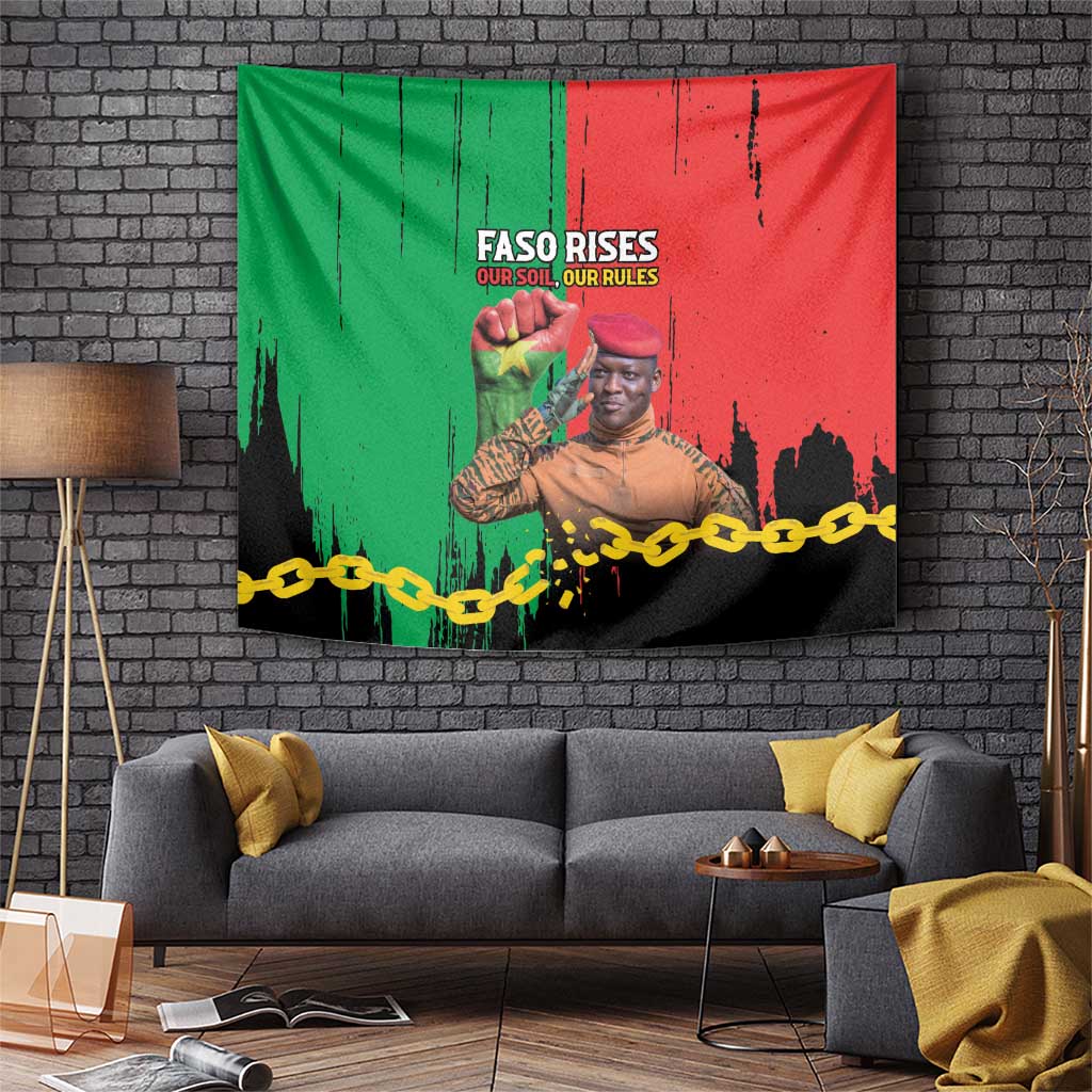 Ibrahim Traore Tapestry Faso Rises Our Soil Our Rules