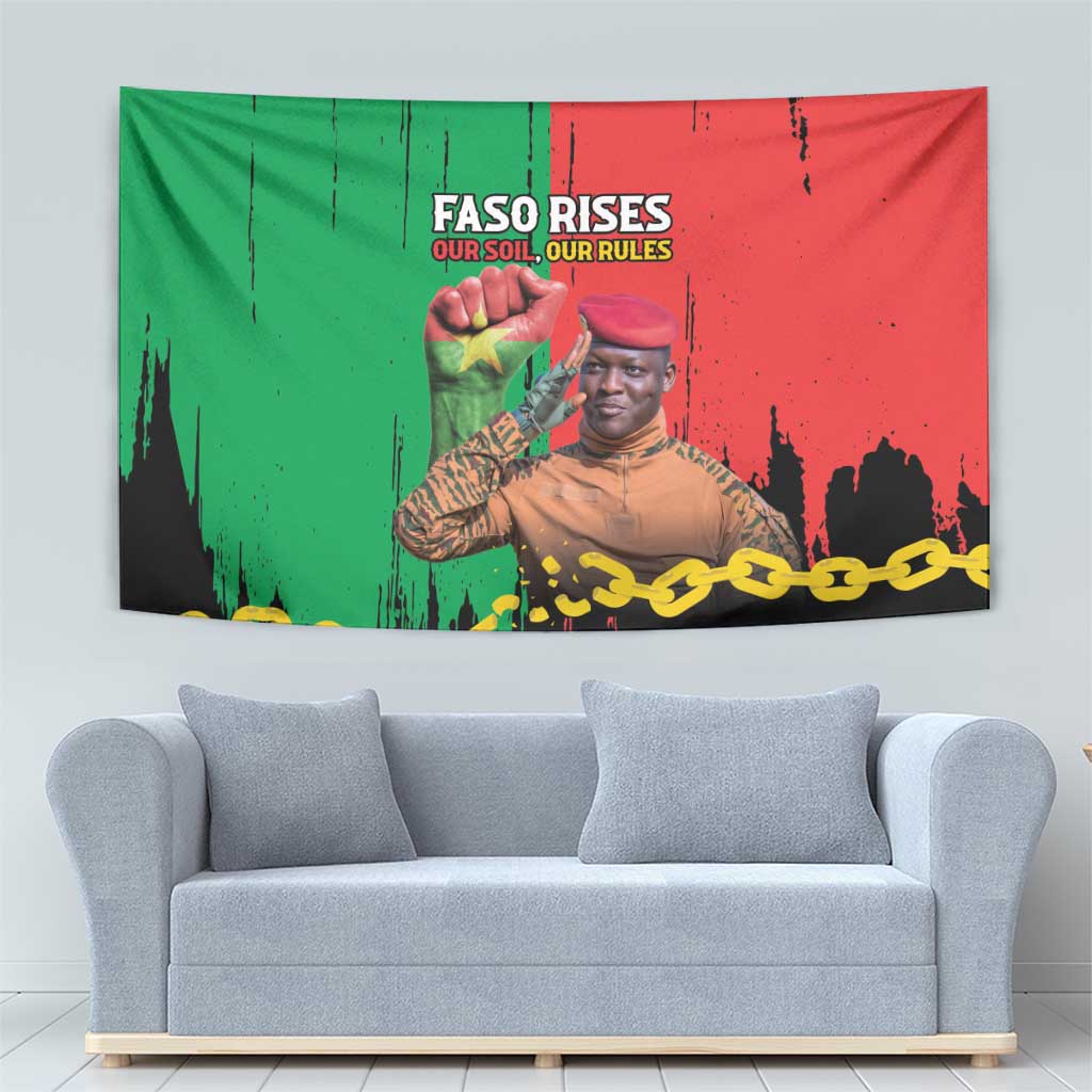 Ibrahim Traore Tapestry Faso Rises Our Soil Our Rules
