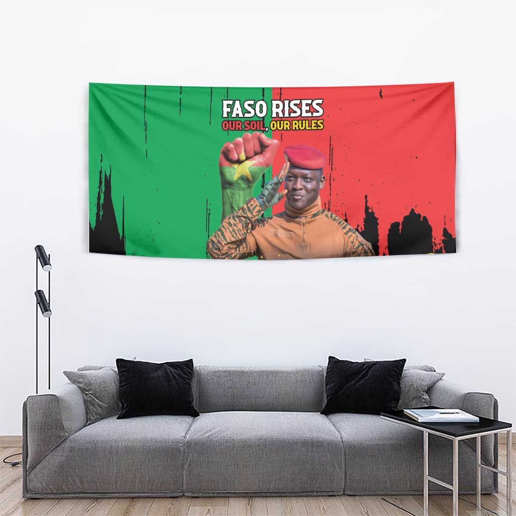 Ibrahim Traore Tapestry Faso Rises Our Soil Our Rules