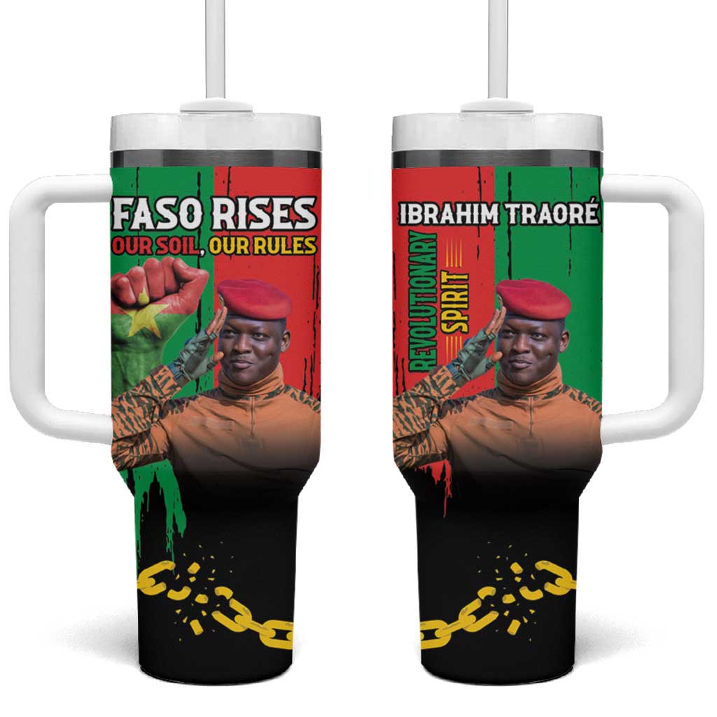 Ibrahim Traore Tumbler With Handle Faso Rises Our Soil Our Rules