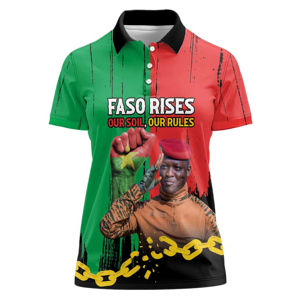 Ibrahim Traore Women Polo Shirt Faso Rises Our Soil Our Rules