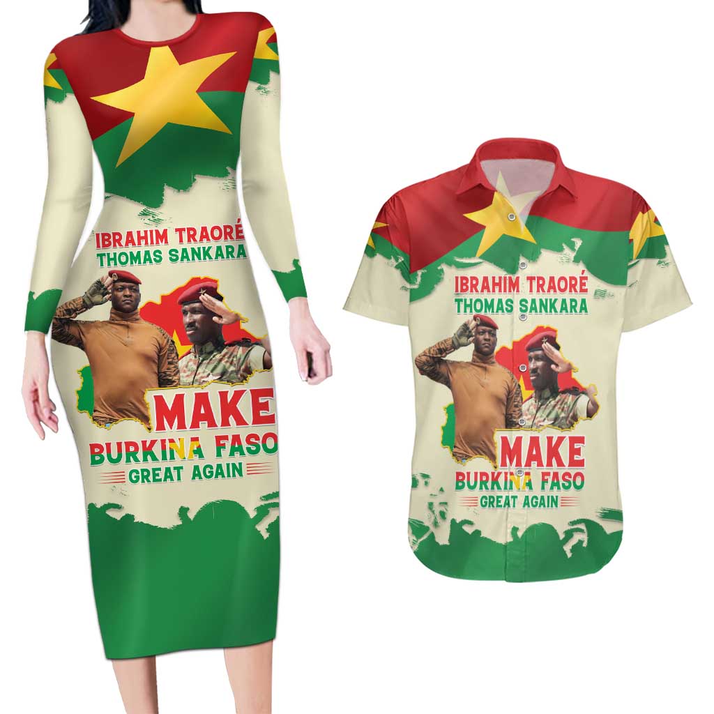 Ibrahim Traore Thomas Sankara Couples Matching Long Sleeve Bodycon Dress and Hawaiian Shirt Make Burkina Faso Great Again
