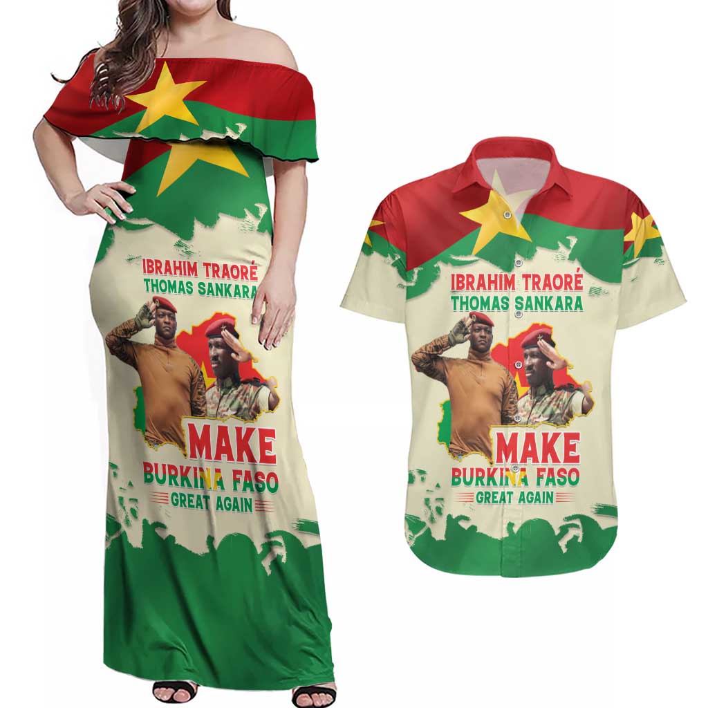 Ibrahim Traore Thomas Sankara Couples Matching Off Shoulder Maxi Dress and Hawaiian Shirt Make Burkina Faso Great Again