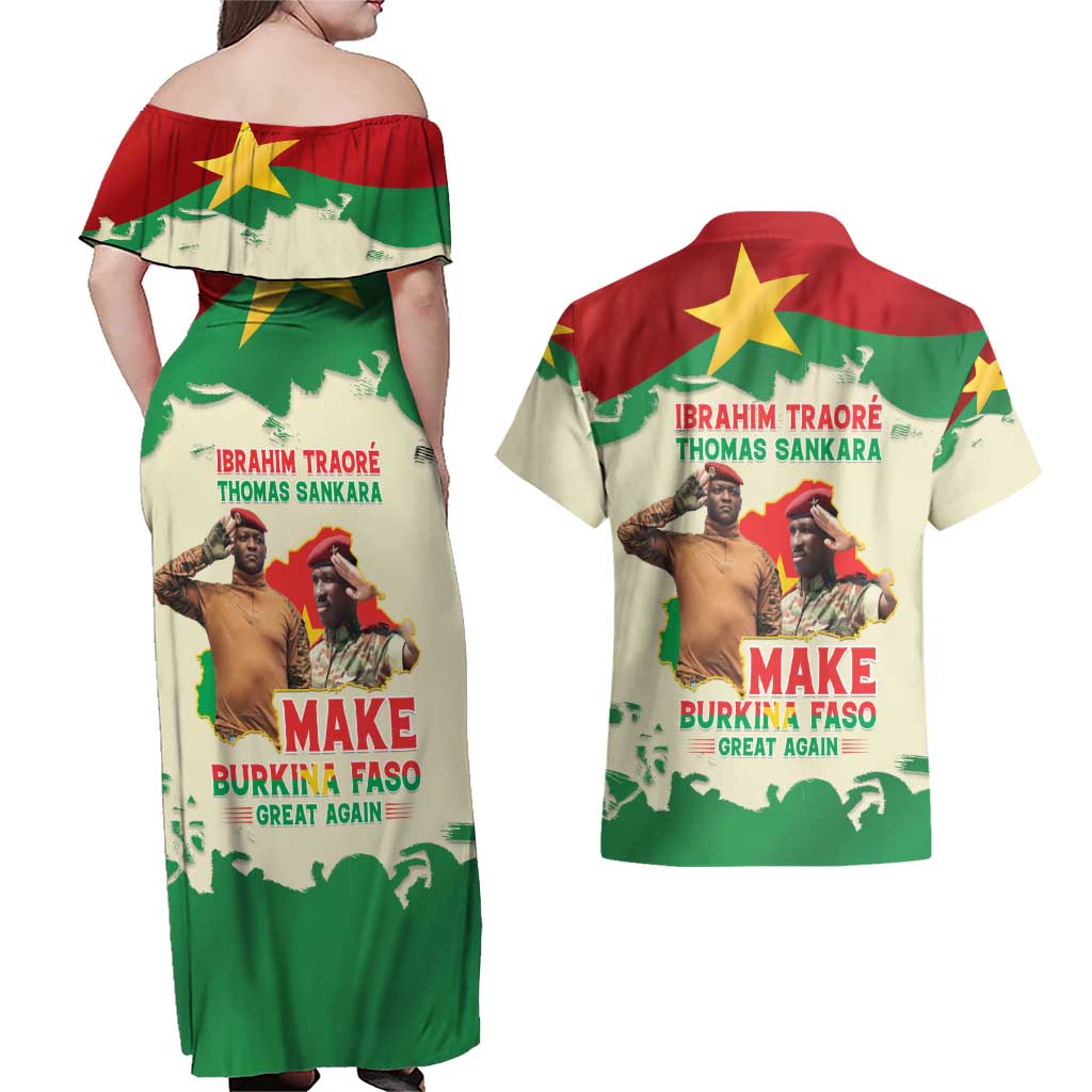 Ibrahim Traore Thomas Sankara Couples Matching Off Shoulder Maxi Dress and Hawaiian Shirt Make Burkina Faso Great Again