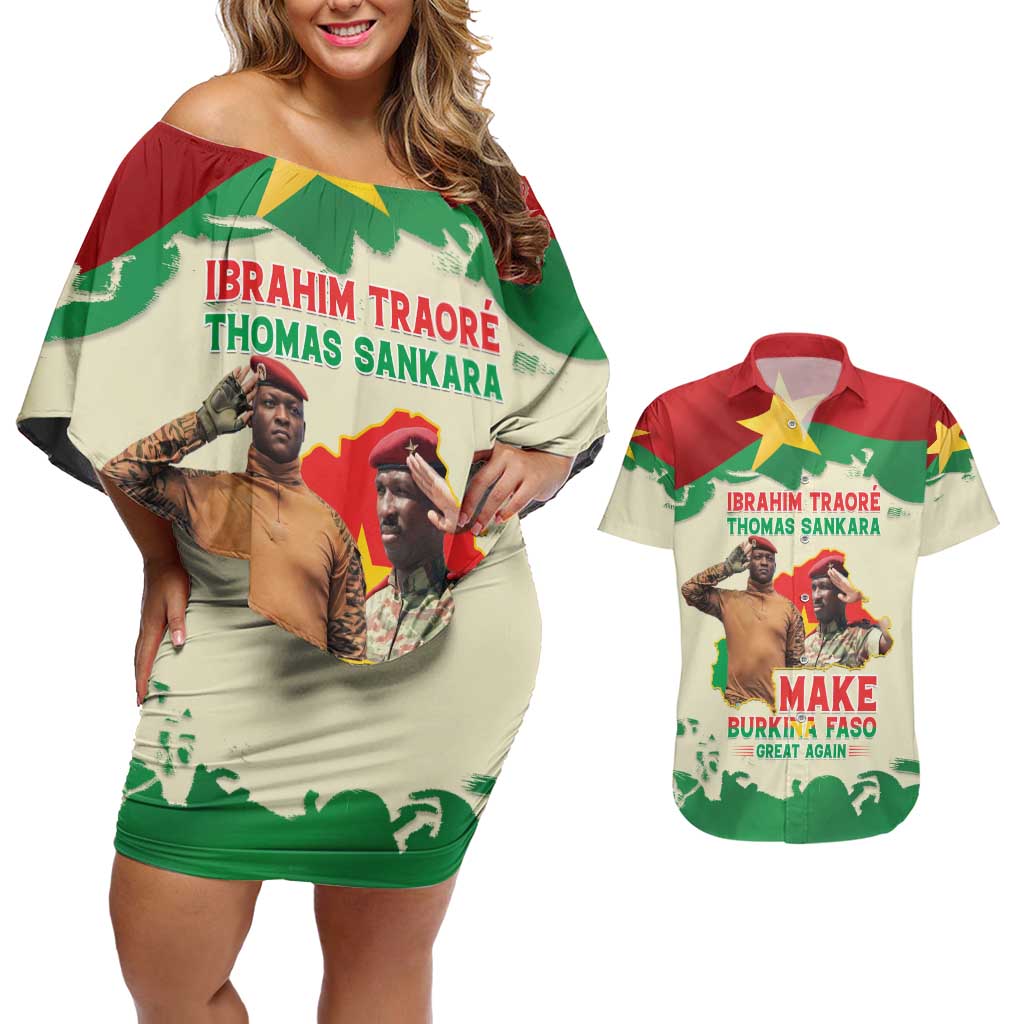 Ibrahim Traore Thomas Sankara Couples Matching Off Shoulder Short Dress and Hawaiian Shirt Make Burkina Faso Great Again