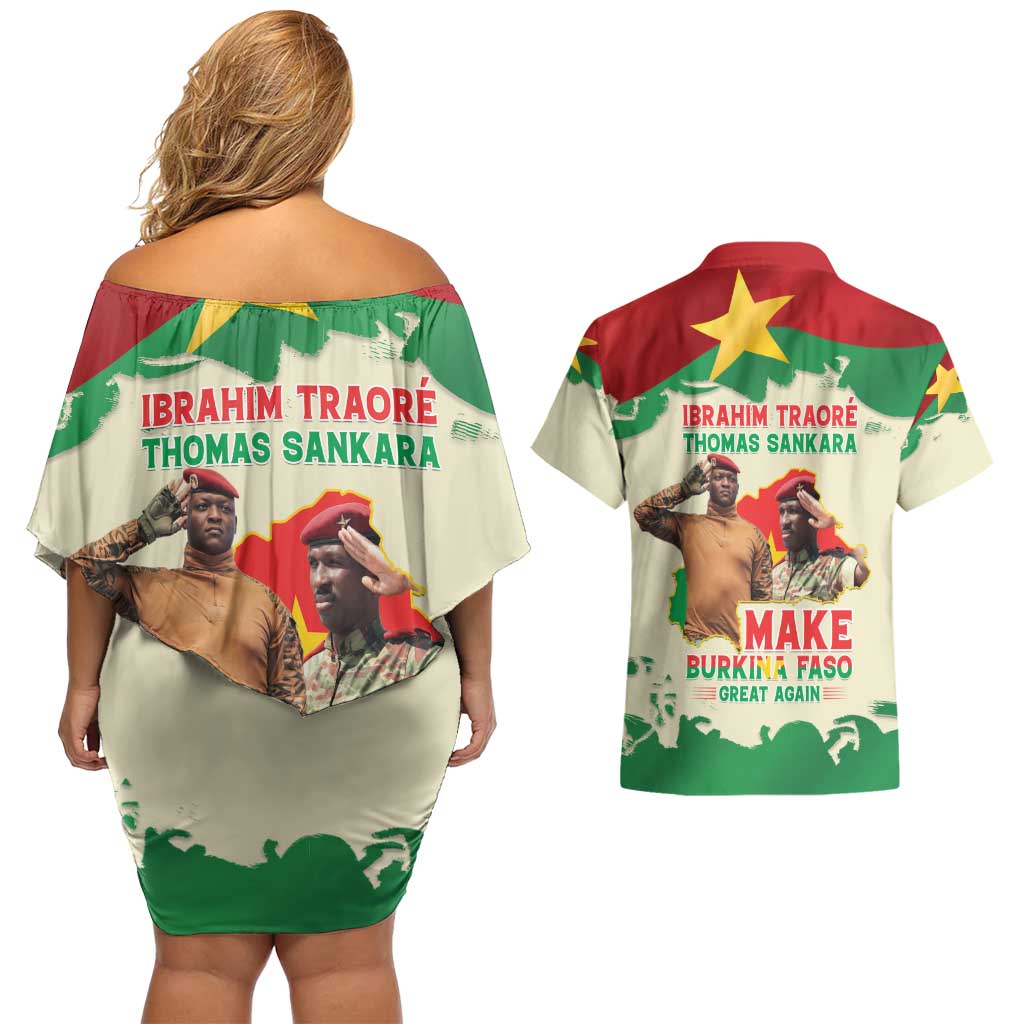 Ibrahim Traore Thomas Sankara Couples Matching Off Shoulder Short Dress and Hawaiian Shirt Make Burkina Faso Great Again