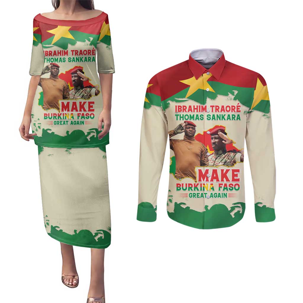 Ibrahim Traore Thomas Sankara Couples Matching Puletasi and Long Sleeve Button Shirt Make Burkina Faso Great Again