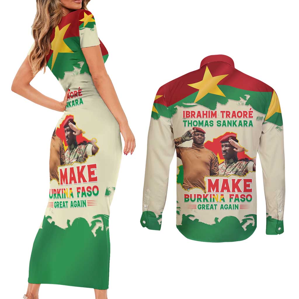 Ibrahim Traore Thomas Sankara Couples Matching Short Sleeve Bodycon Dress and Long Sleeve Button Shirt Make Burkina Faso Great Again