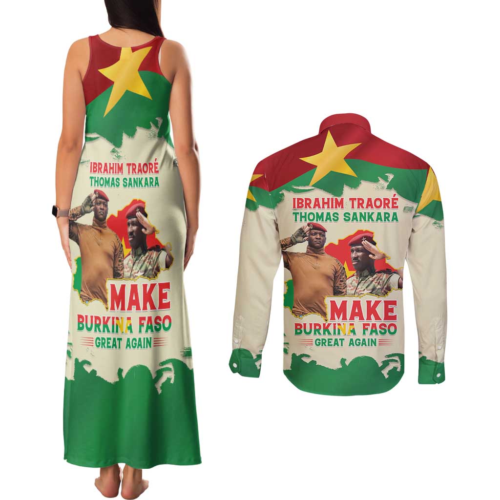 Ibrahim Traore Thomas Sankara Couples Matching Tank Maxi Dress and Long Sleeve Button Shirt Make Burkina Faso Great Again