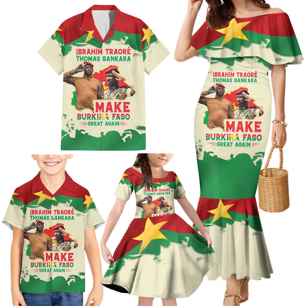 Ibrahim Traore Thomas Sankara Family Matching Mermaid Dress and Hawaiian Shirt Make Burkina Faso Great Again