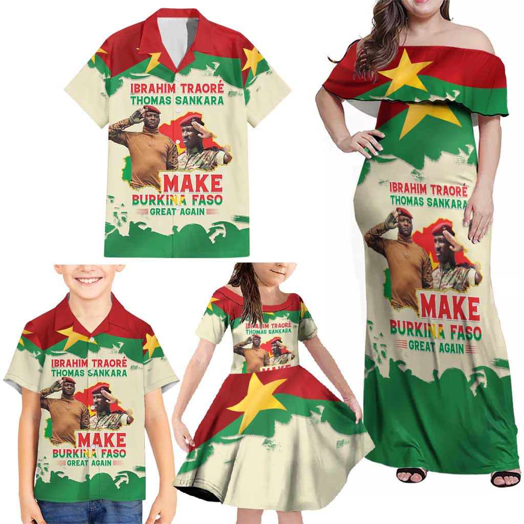 Ibrahim Traore Thomas Sankara Family Matching Off Shoulder Maxi Dress and Hawaiian Shirt Make Burkina Faso Great Again