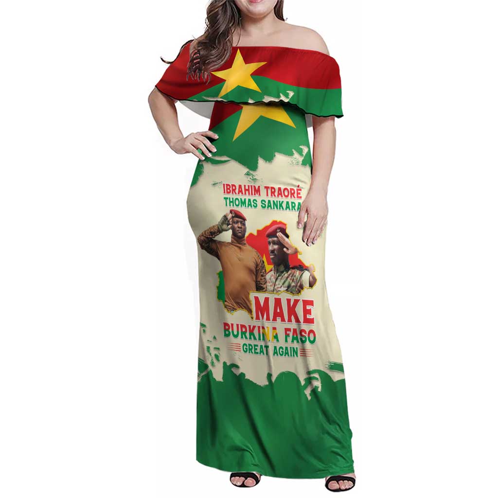 Ibrahim Traore Thomas Sankara Family Matching Off Shoulder Maxi Dress and Hawaiian Shirt Make Burkina Faso Great Again