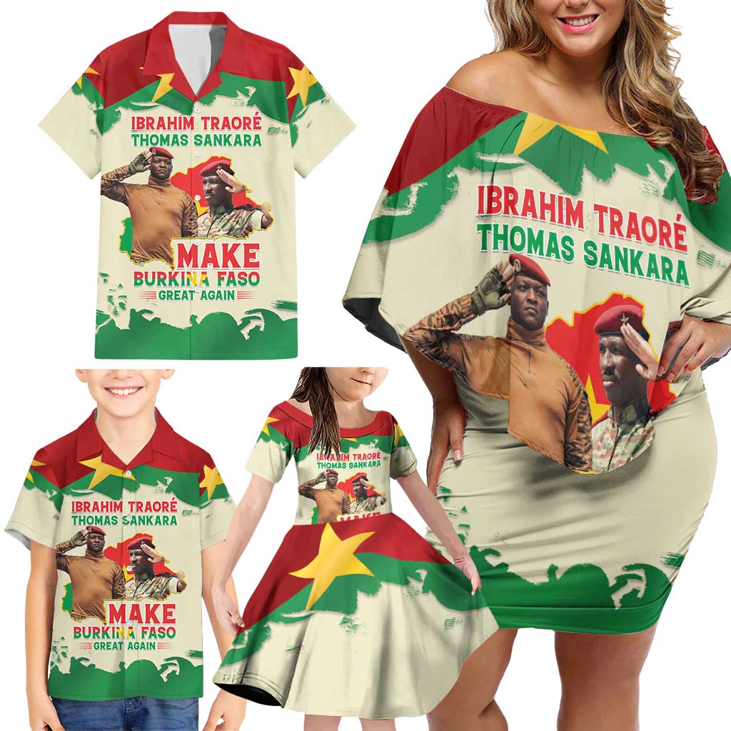 Ibrahim Traore Thomas Sankara Family Matching Off Shoulder Short Dress and Hawaiian Shirt Make Burkina Faso Great Again