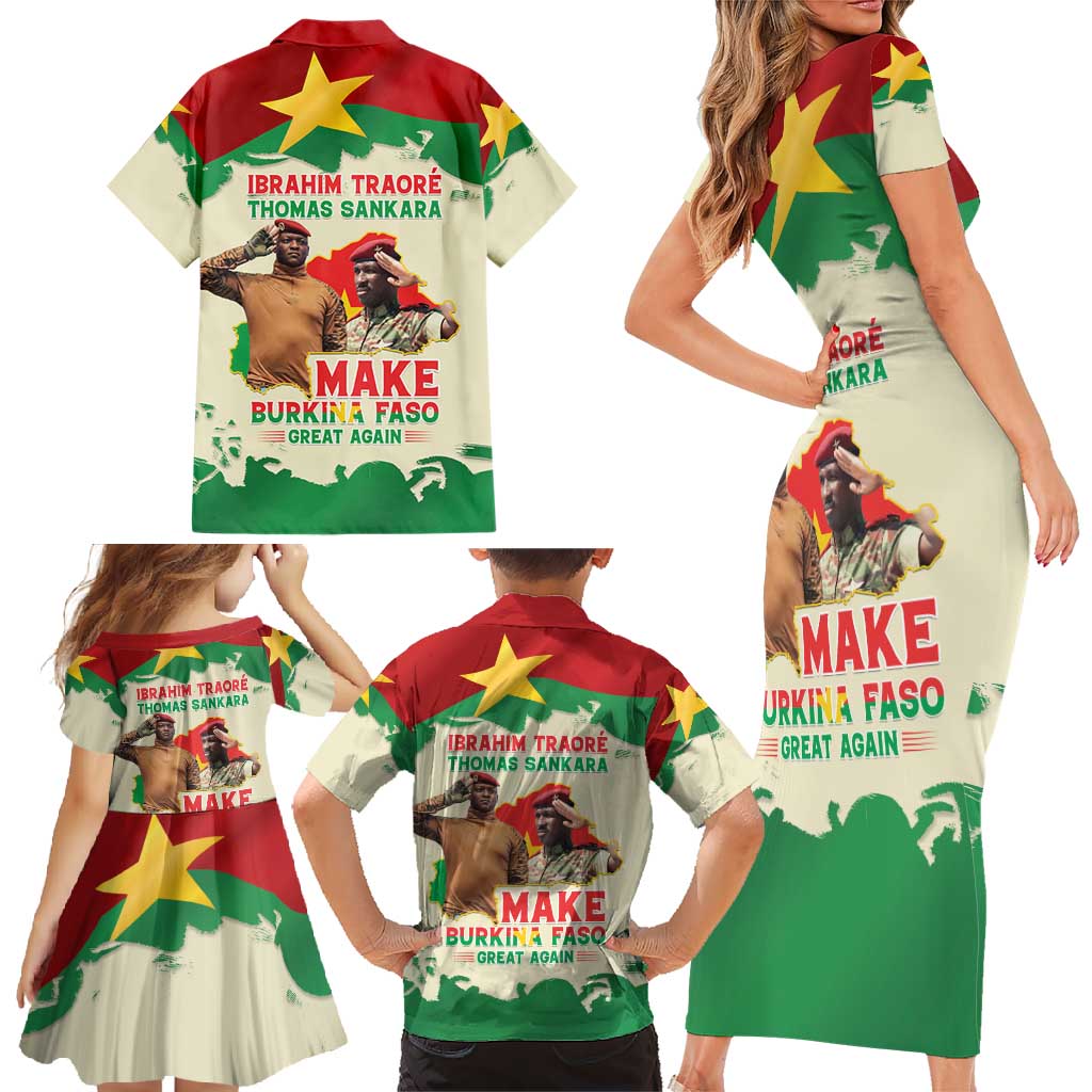 Ibrahim Traore Thomas Sankara Family Matching Short Sleeve Bodycon Dress and Hawaiian Shirt Make Burkina Faso Great Again