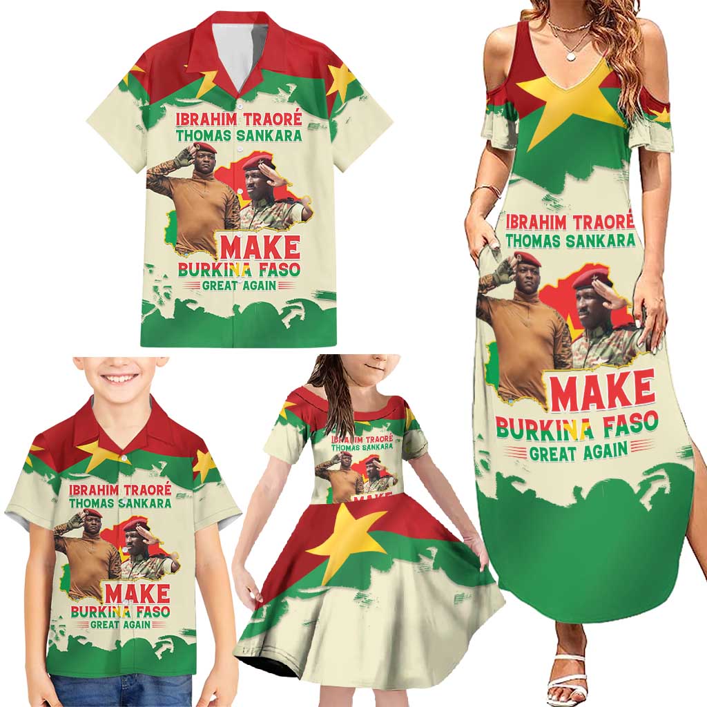 Ibrahim Traore Thomas Sankara Family Matching Summer Maxi Dress and Hawaiian Shirt Make Burkina Faso Great Again