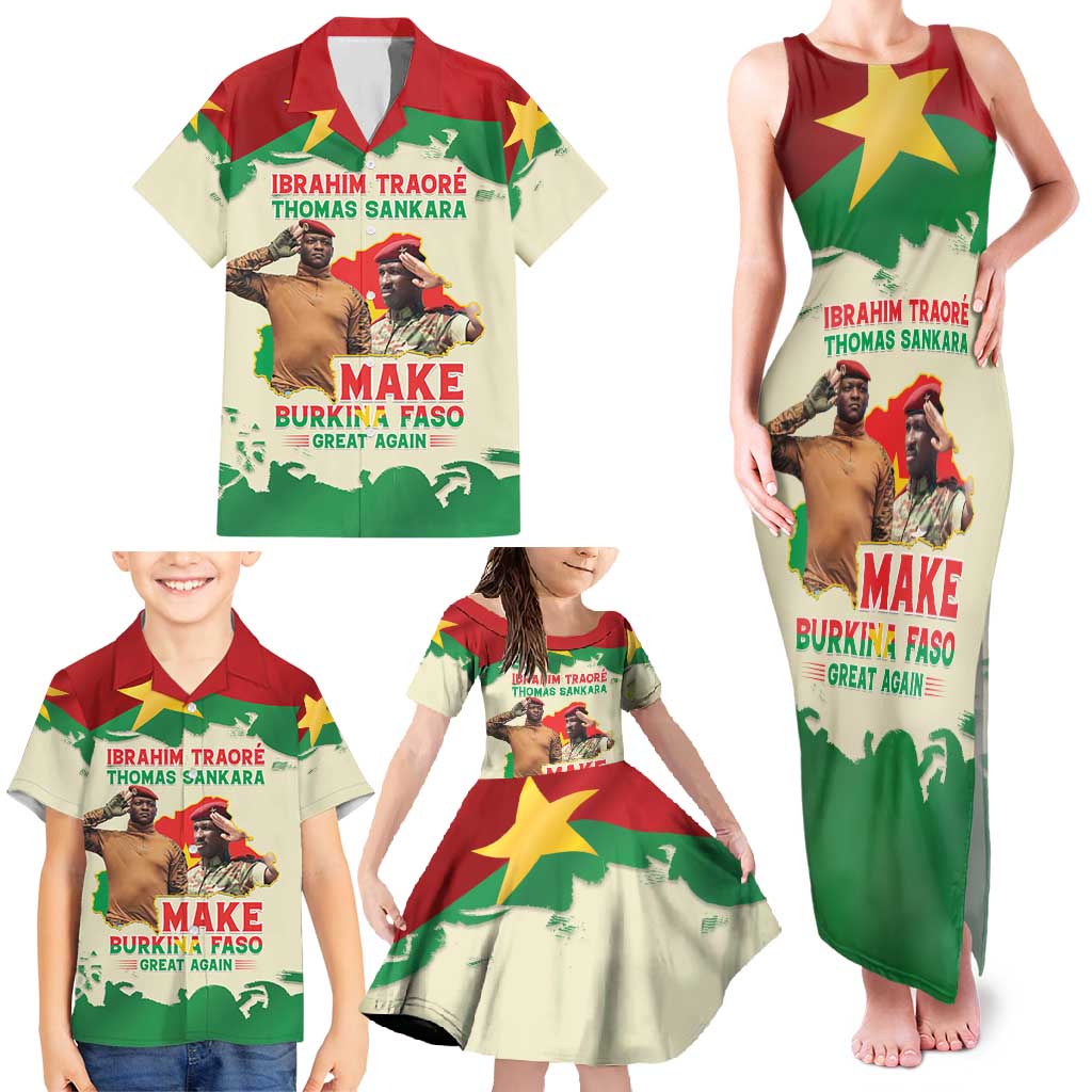 Ibrahim Traore Thomas Sankara Family Matching Tank Maxi Dress and Hawaiian Shirt Make Burkina Faso Great Again