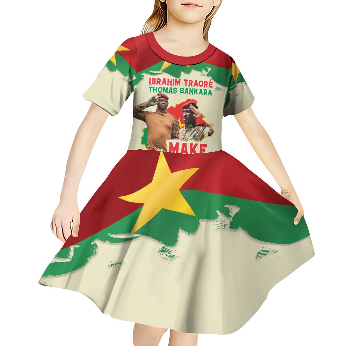 Ibrahim Traore Thomas Sankara Kid Short Sleeve Dress Make Burkina Faso Great Again