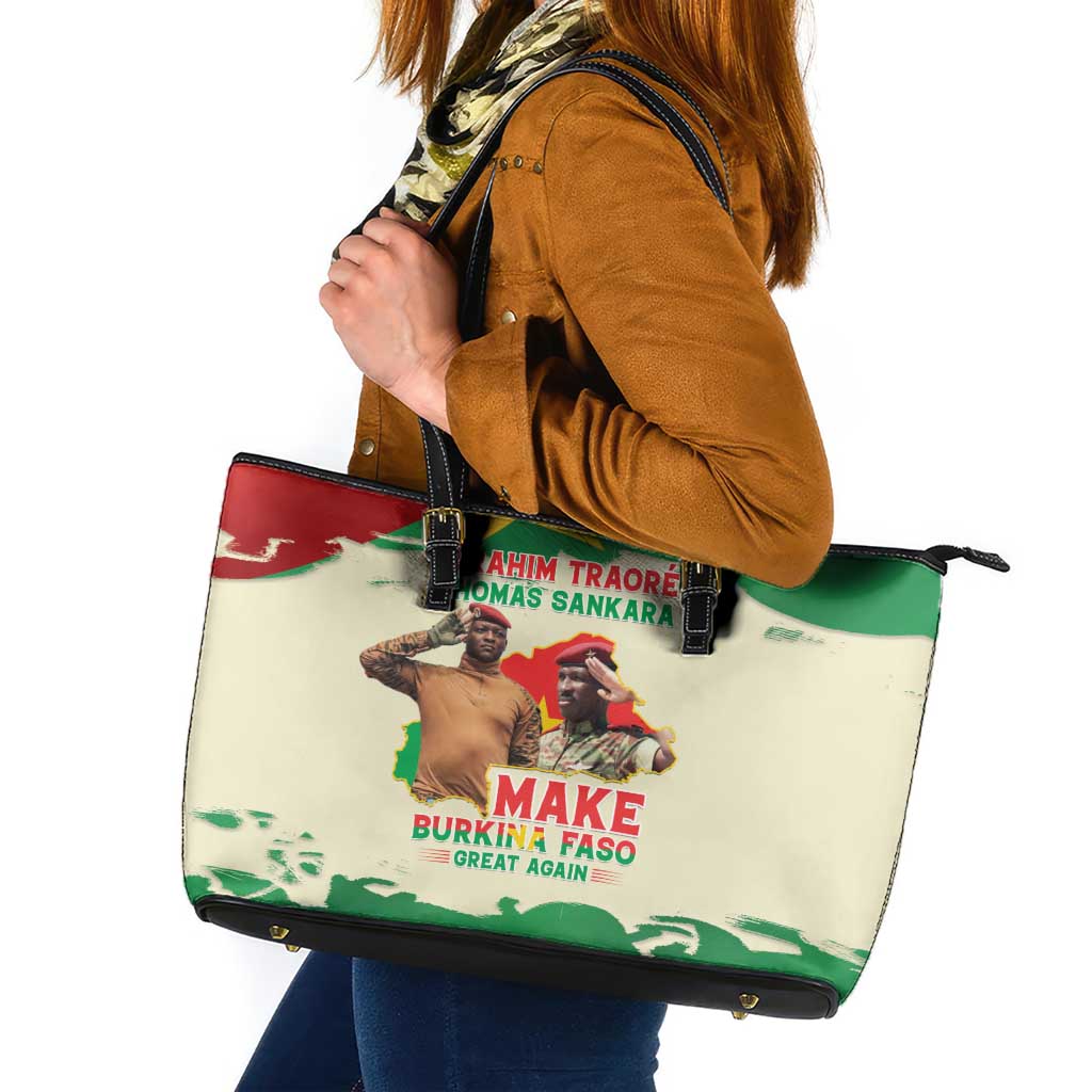 Ibrahim Traore Thomas Sankara Leather Tote Bag Make Burkina Faso Great Again