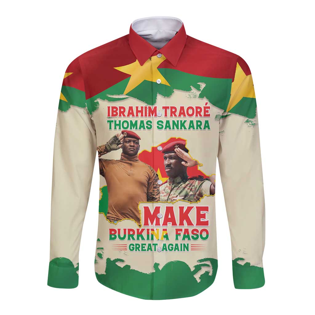 Ibrahim Traore Thomas Sankara Long Sleeve Button Shirt Make Burkina Faso Great Again