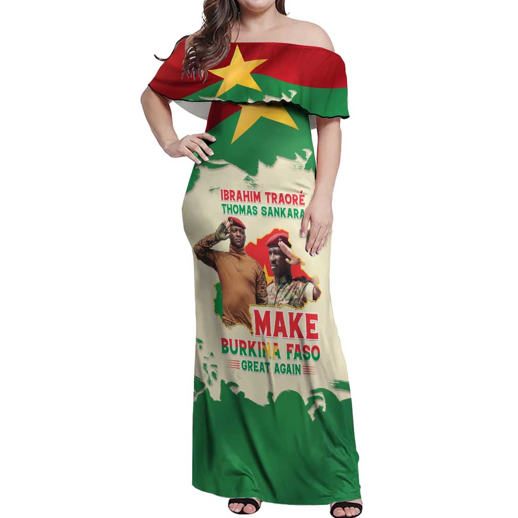 Ibrahim Traore Thomas Sankara Off Shoulder Maxi Dress Make Burkina Faso Great Again