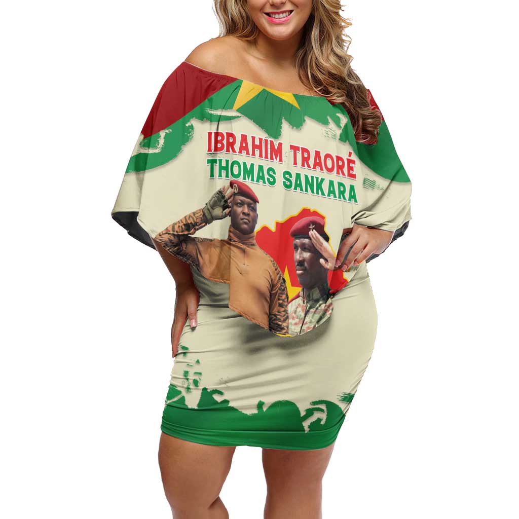 Ibrahim Traore Thomas Sankara Off Shoulder Short Dress Make Burkina Faso Great Again
