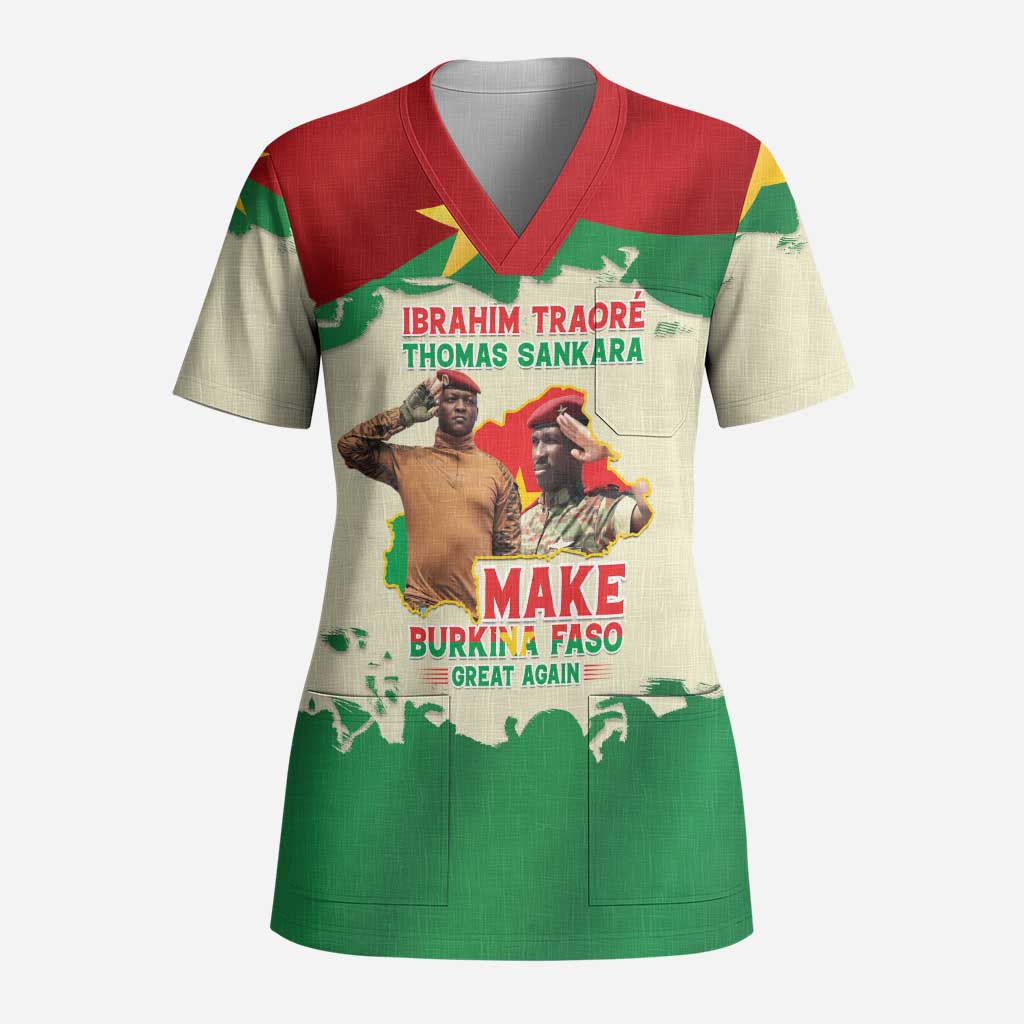 Ibrahim Traore Thomas Sankara Scrub Top Make Burkina Faso Great Again - Wonder Print Shop